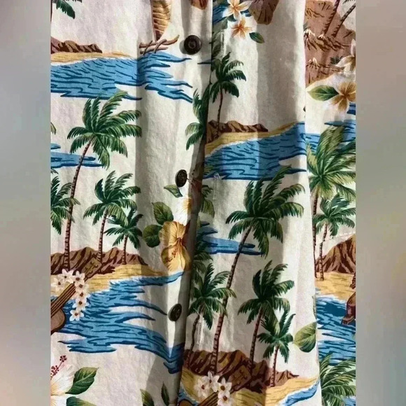 Blue Hawaii Boys Button Up Short Sleeve Tan Vintage Shirt Size Medium - Picture 2 of 5